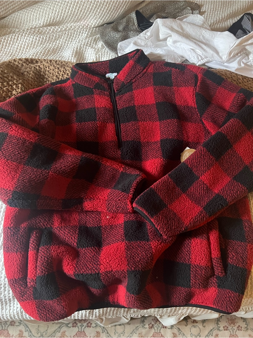 NWT Buffalo plaid fleece pullover